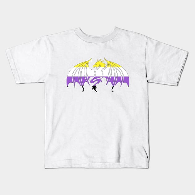 Nonbinary Pride Dragon Kids T-Shirt by EmrysMartigan